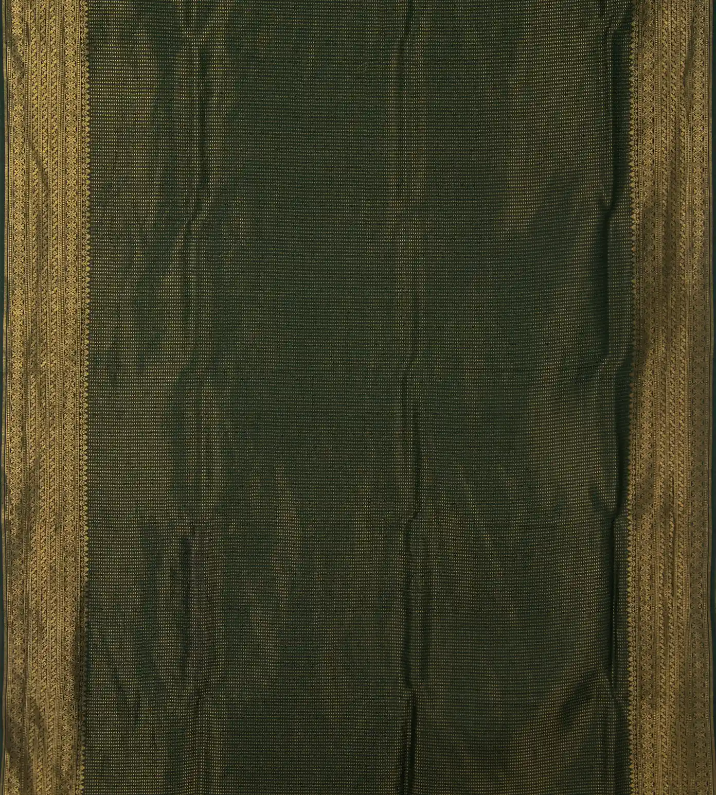 Bottle Green Banaras Crepe Saree2