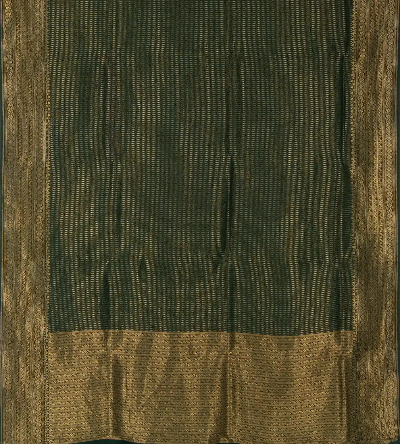 Bottle Green Banaras Crepe Saree3