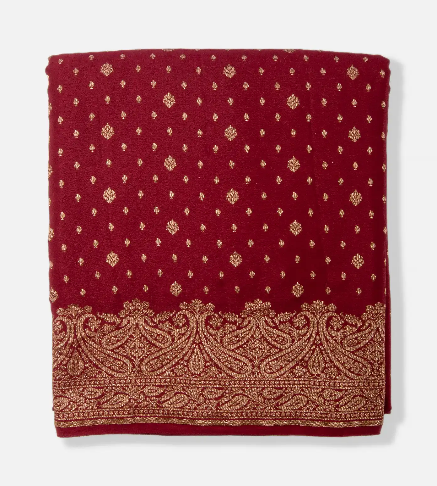 Red Banaras Crepe Saree1