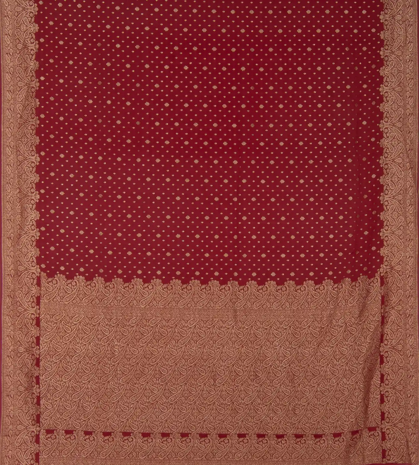 Red Banaras Crepe Saree3