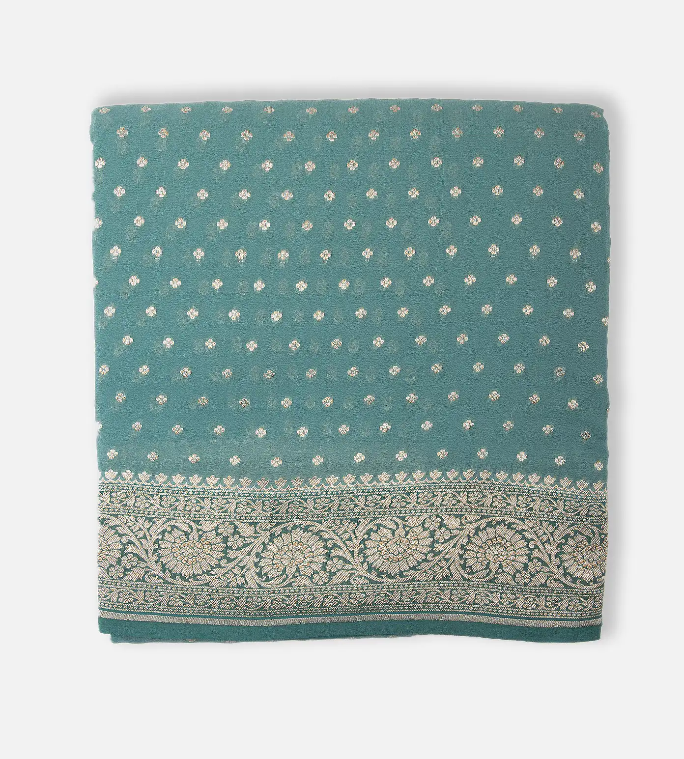 Sea Blue Banaras Georgette Saree1