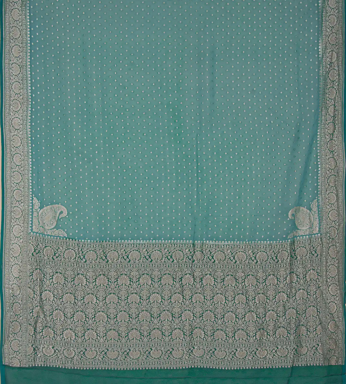 Sea Blue Banaras Georgette Saree3