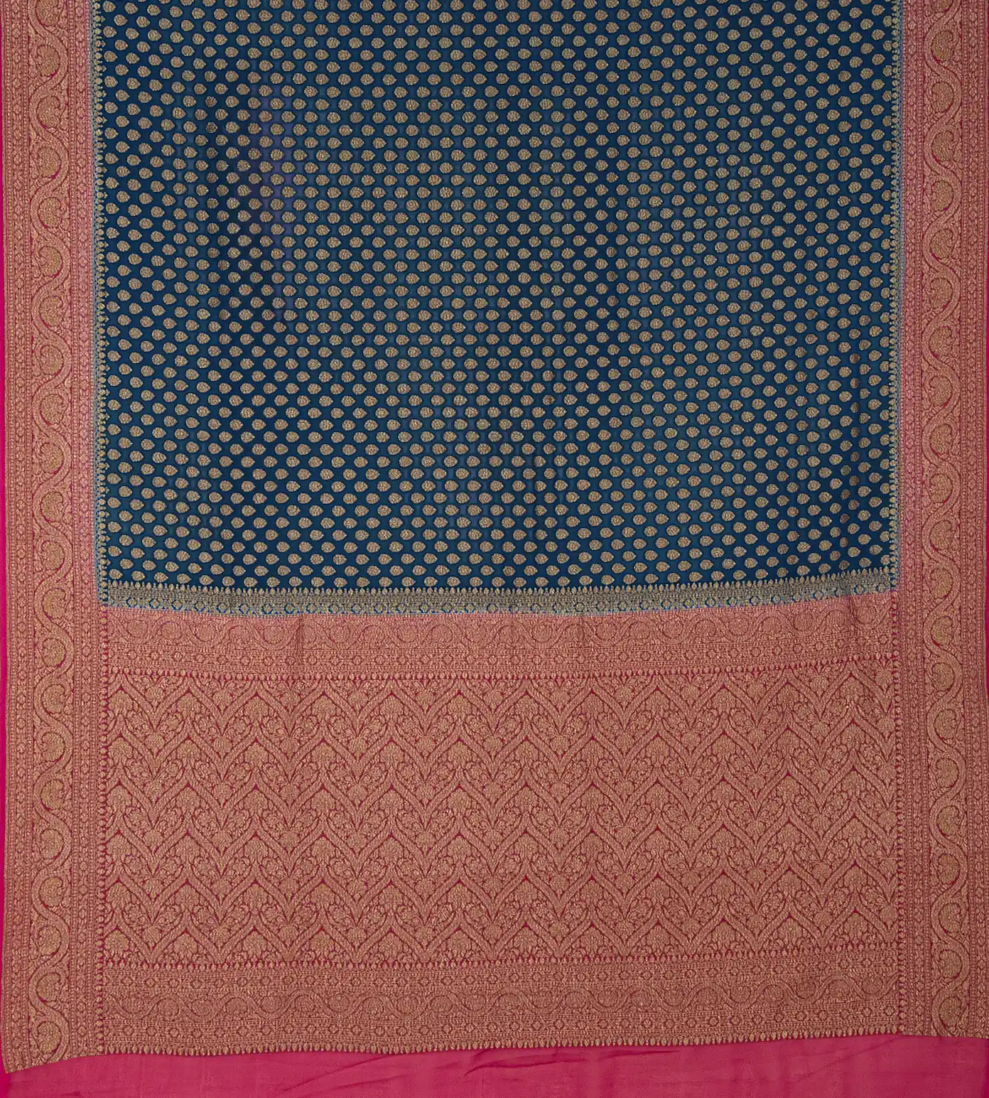 Cobalt Blue Banaras Georgette Saree3