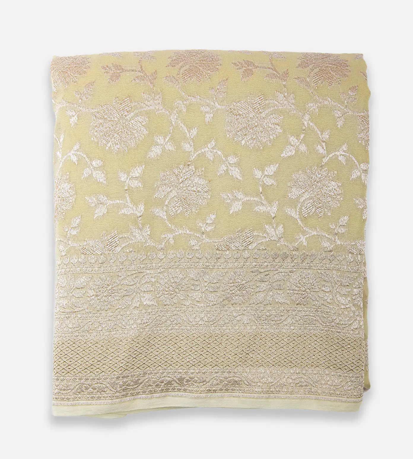 Light Yellow Banaras Georgette Saree1