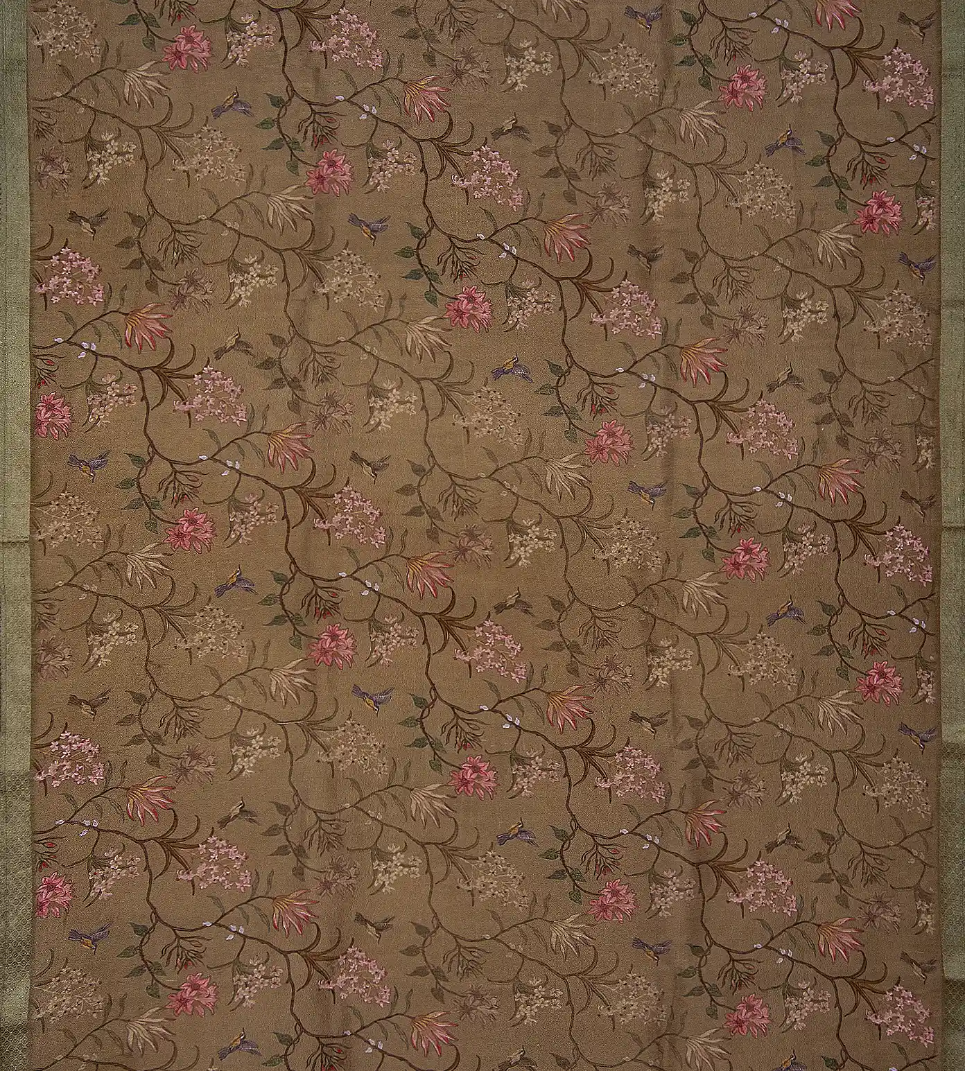 Olive Green Linen Saree2