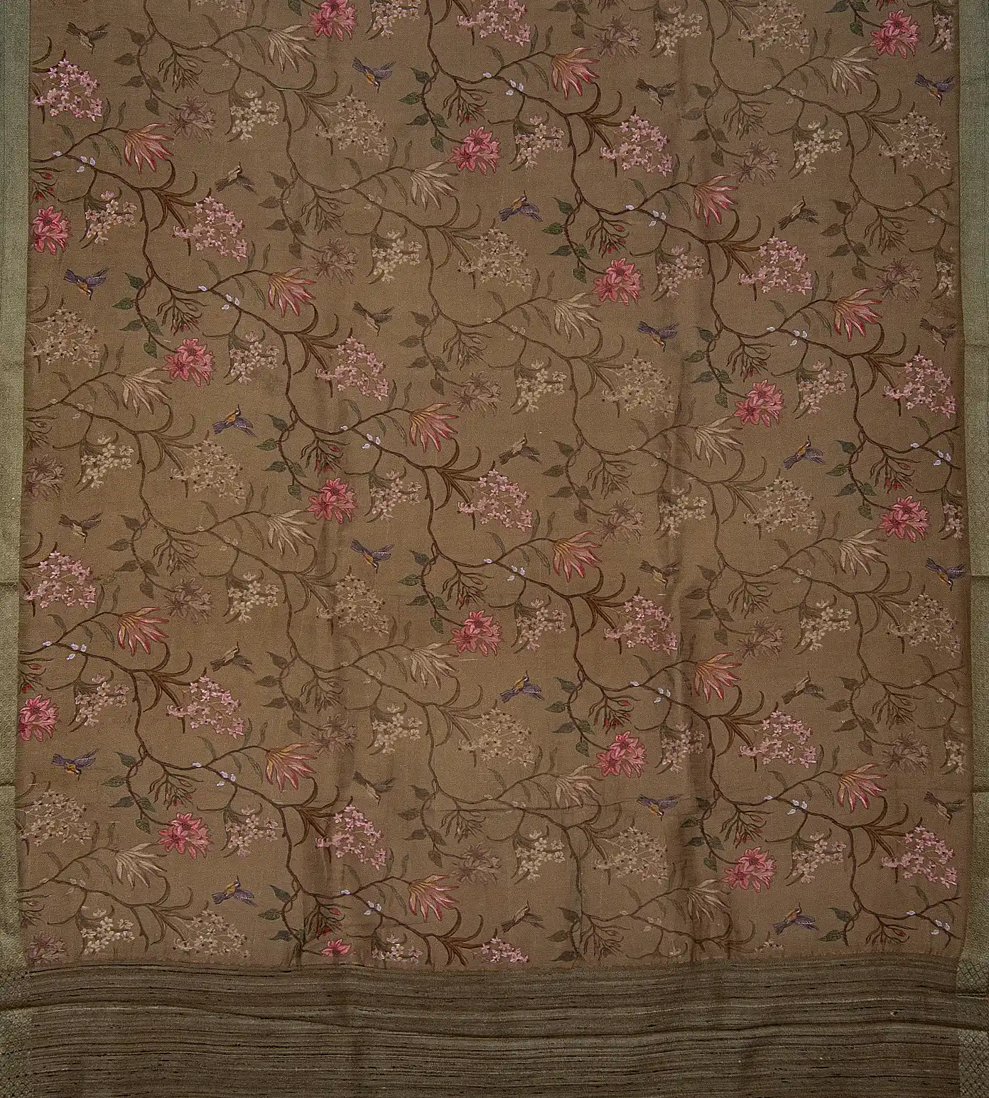 Olive Green Linen Saree3