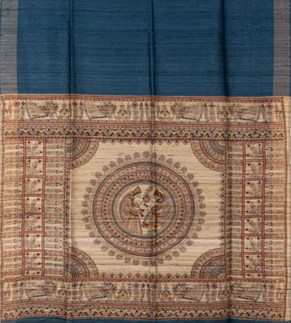Prussian Blue Tussar Saree3
