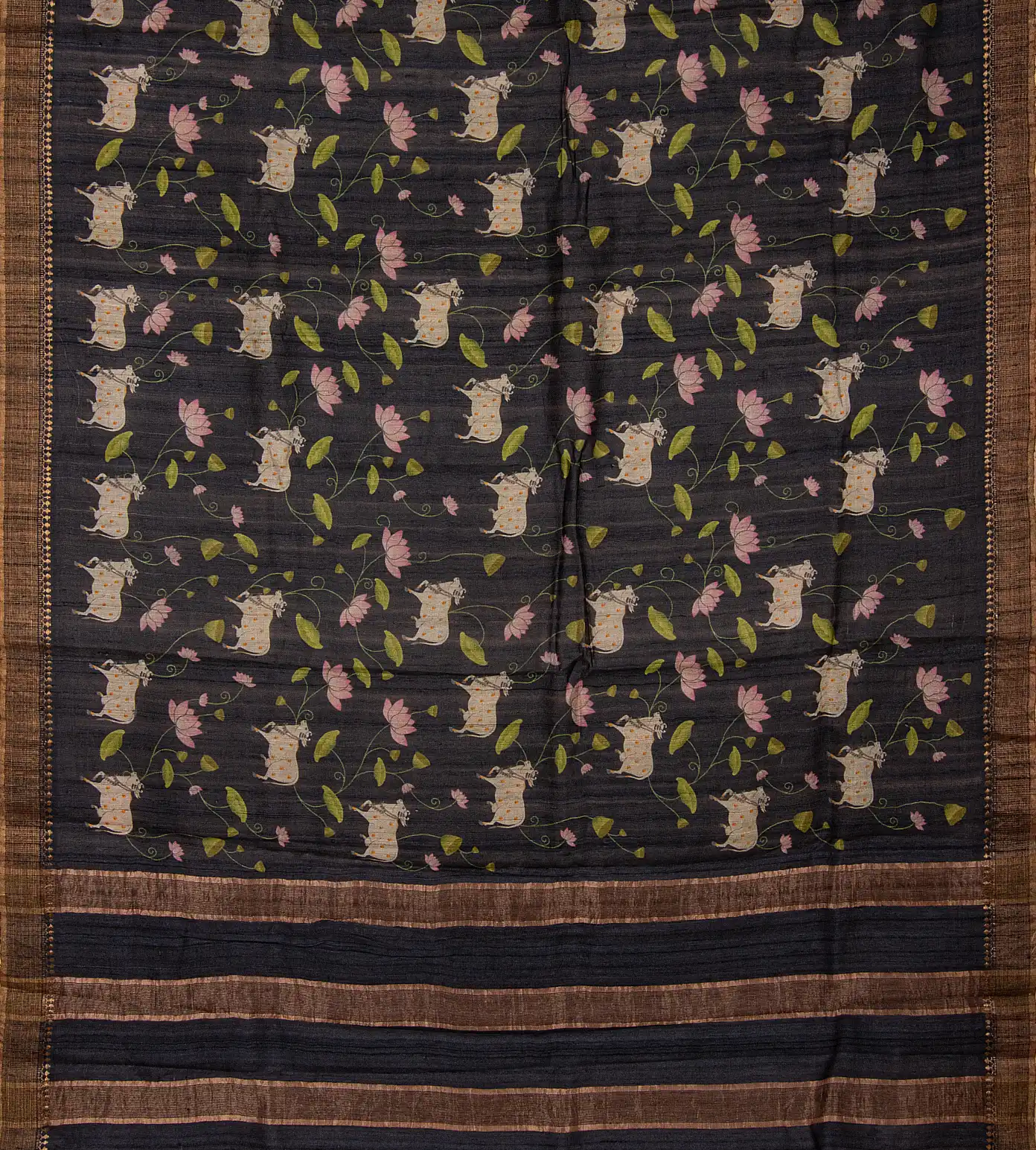 Black Tussar Printed Saree3