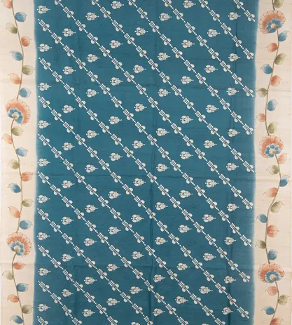 Blue Tussar Embroidery Saree2