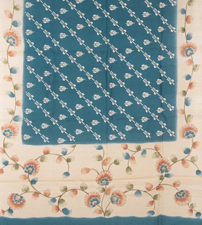 Blue Tussar Embroidery Saree3