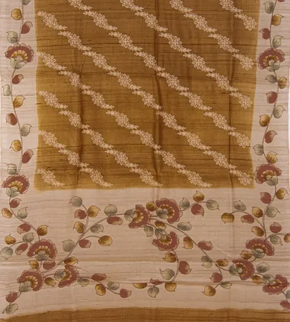 Yellow Tussar Embroidery Saree3