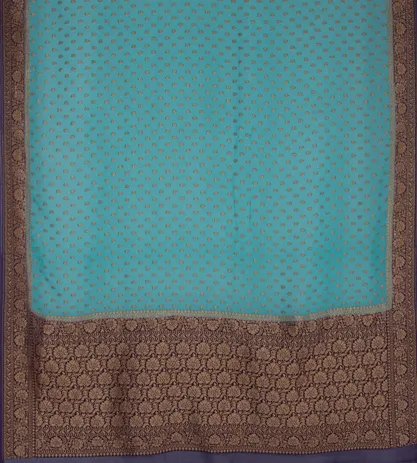 Turquoise Blue Banarasi Georgette Saree3
