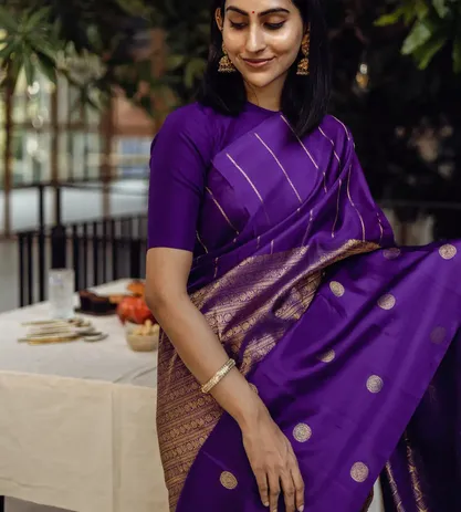 Violet Kanchipuram Silk Saree1