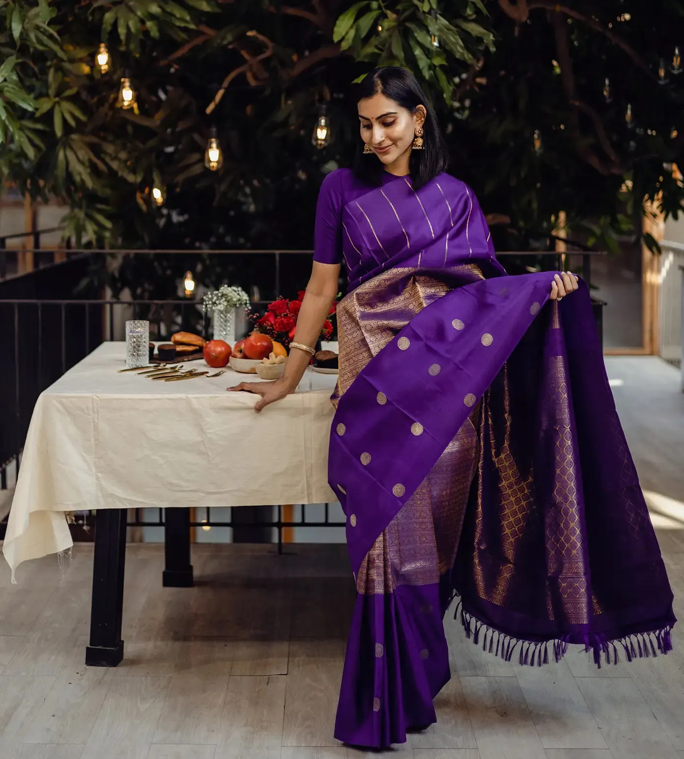 Violet Kanchipuram Silk Saree2