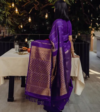 Violet Kanchipuram Silk Saree3