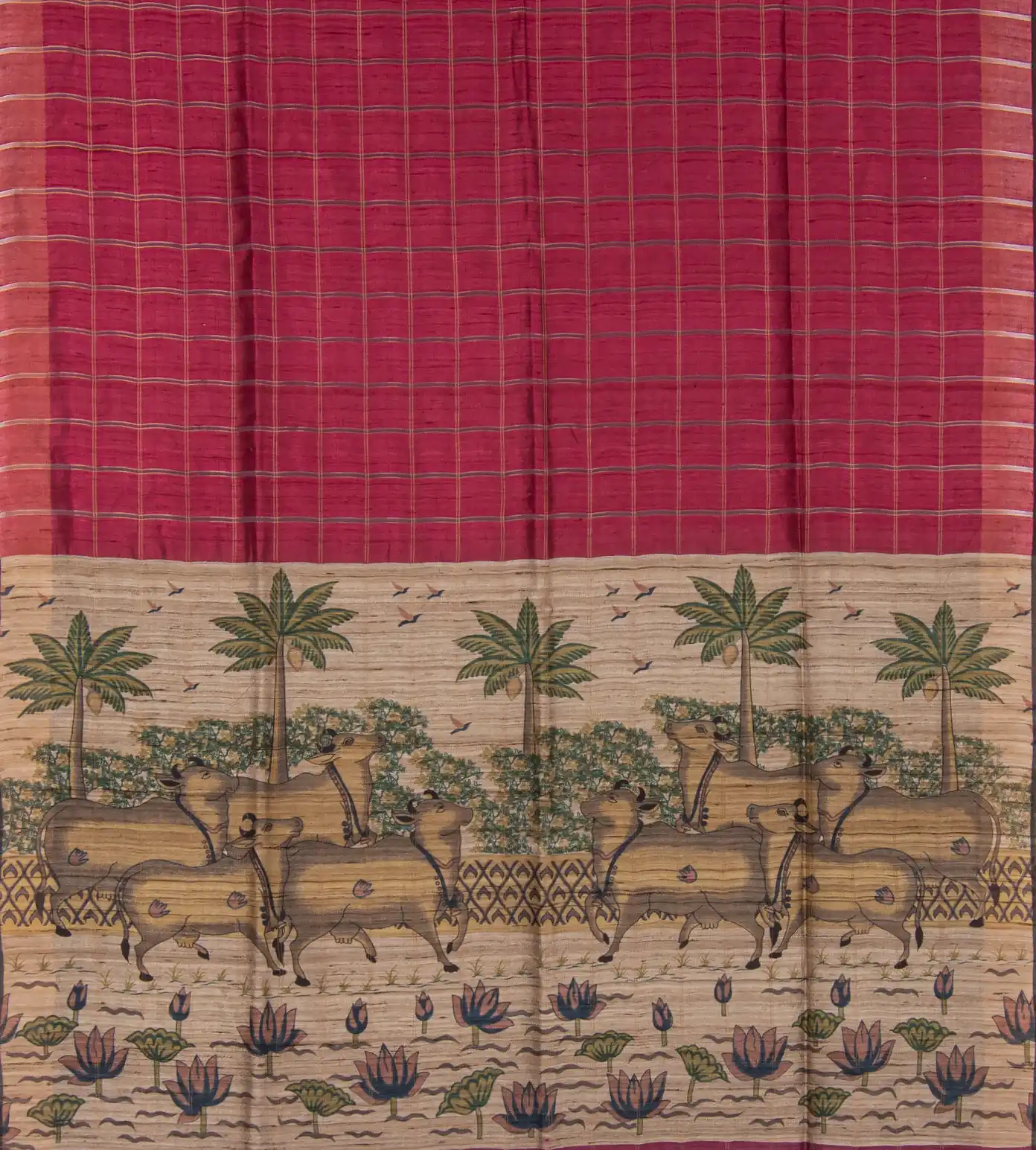 Deep Pink Tussar Saree3