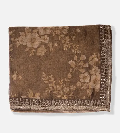 Brown Organza Embroidery Saree1