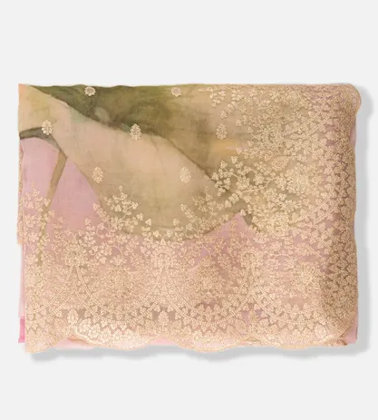 Pastel Pink Organza Embroidery Saree1