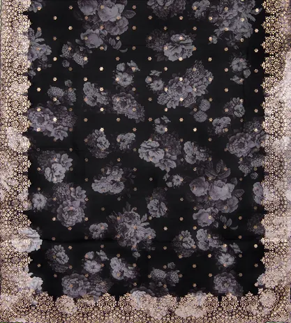 Black Organza Embroidery Saree3