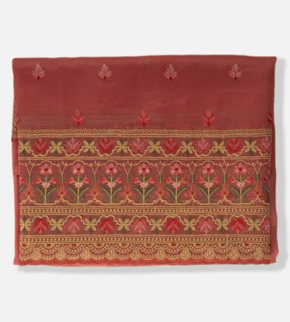 Rouge Pink Organza Embroidery Saree1