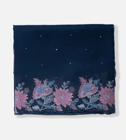 Blue Organza Embroidery Saree1