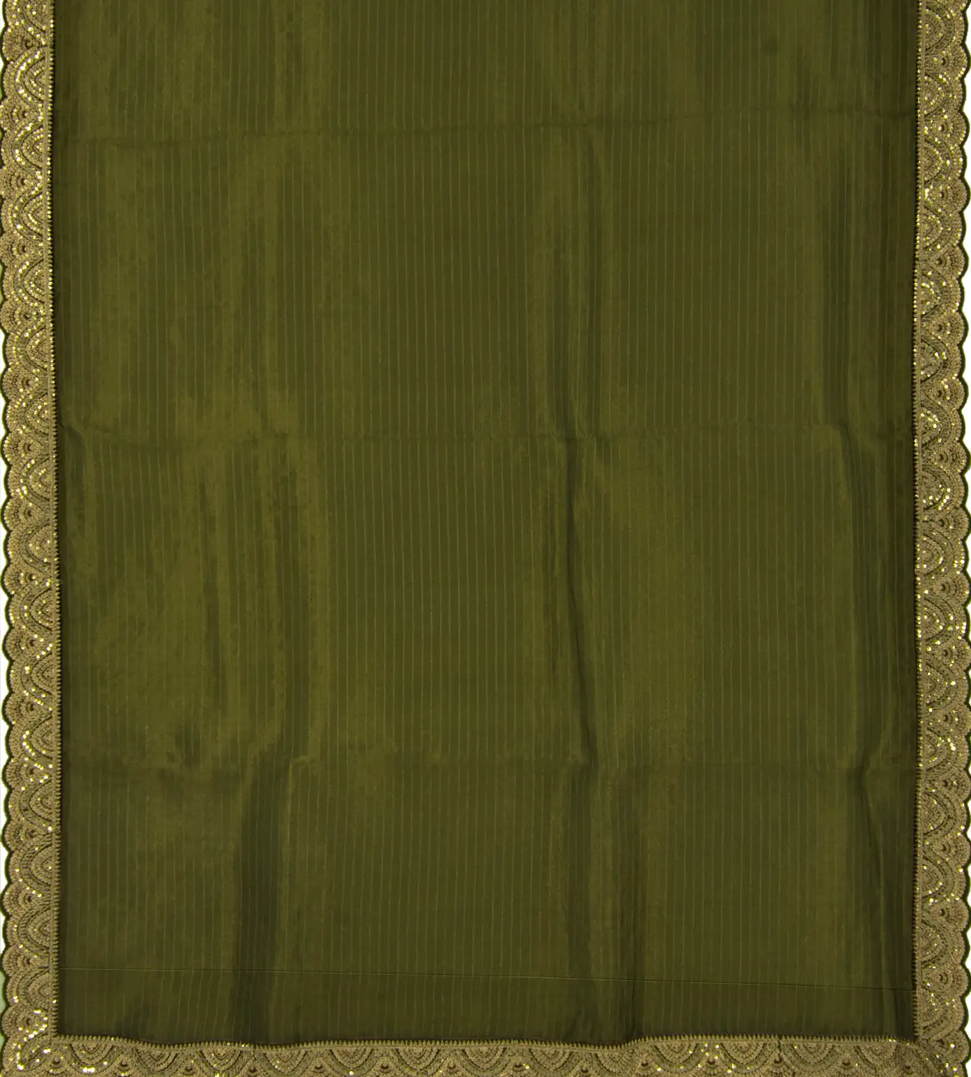 Olive Green Organza Embroidery Saree3