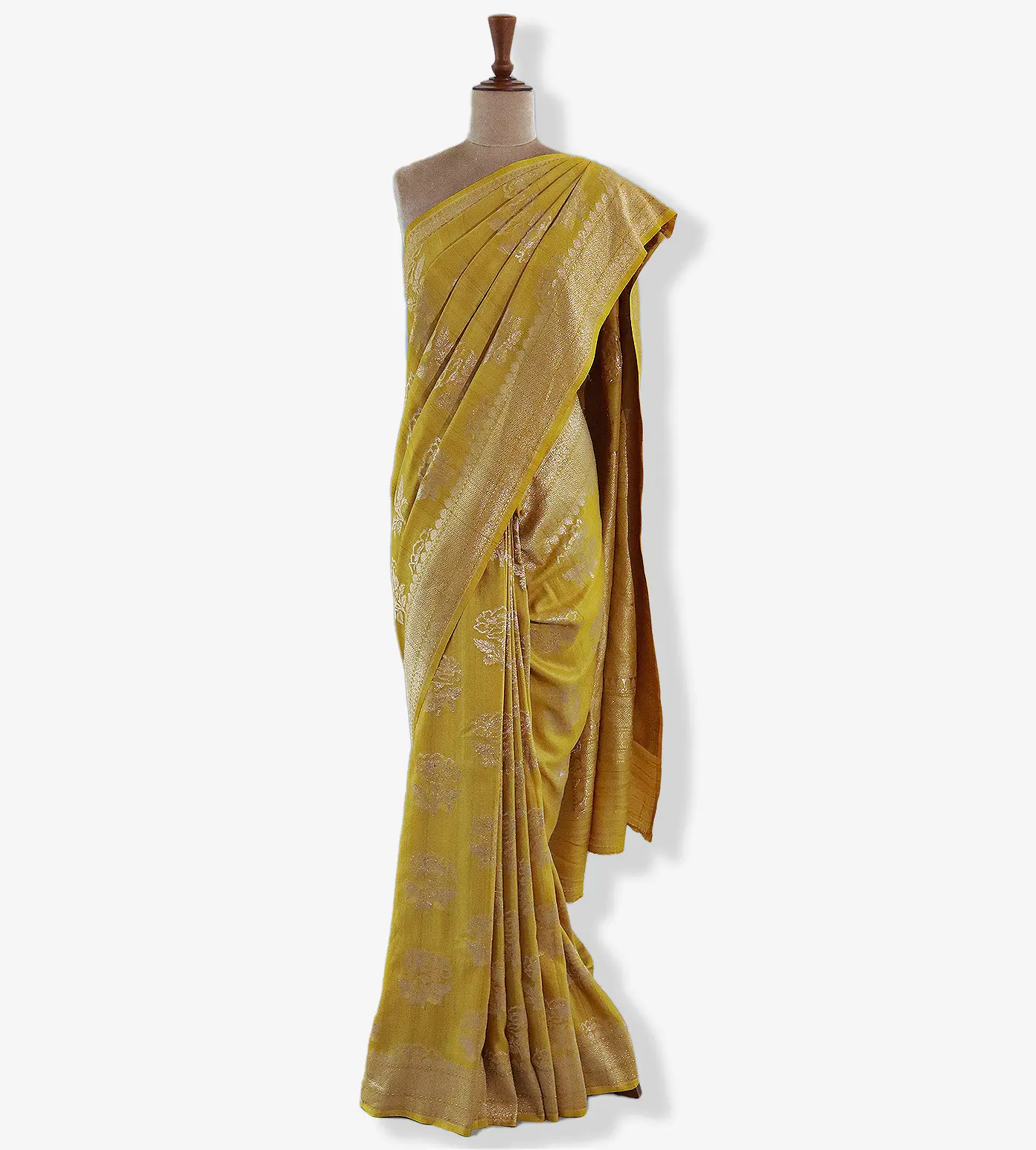 Yellow Tussar Georgette Saree2