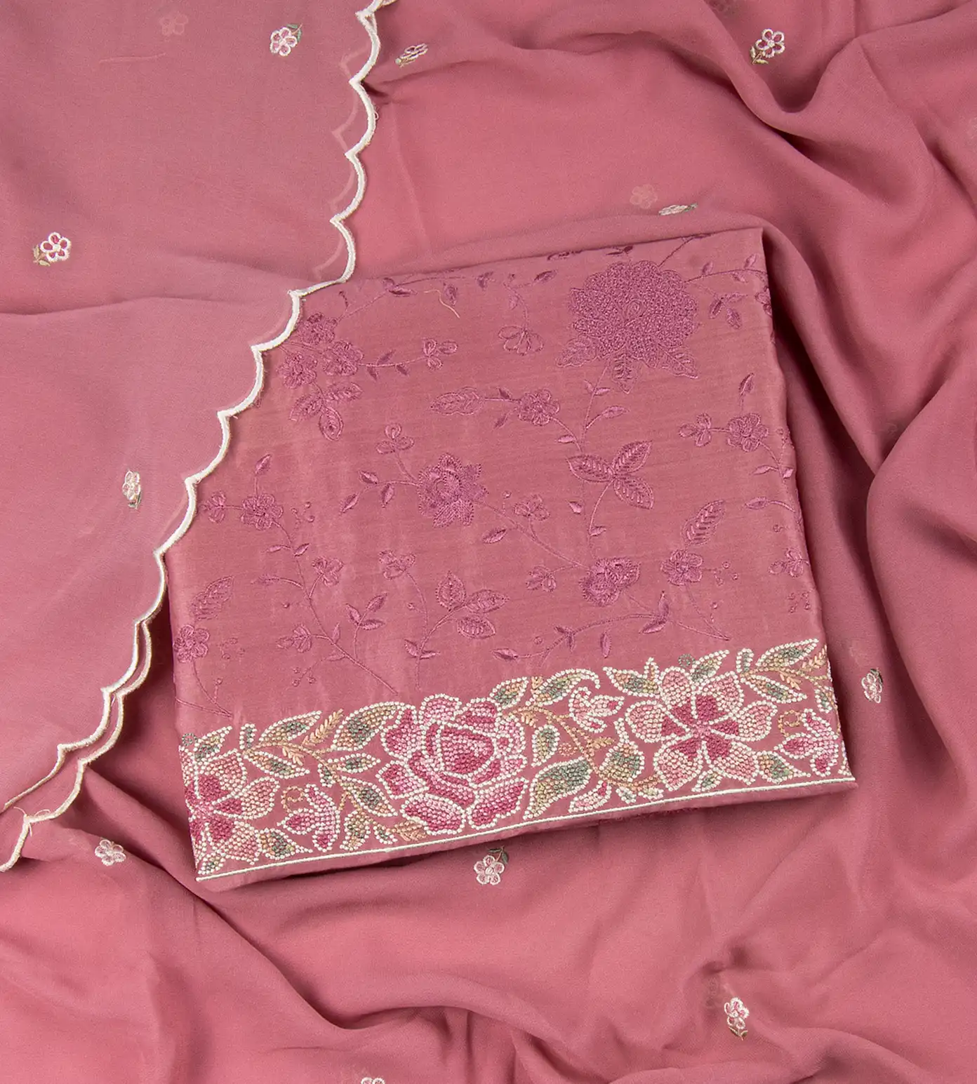 Pink Chanderi Cotton Salwar With Georgette Dupatta1