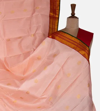 Light Peach Kanchipuram Silk Saree1