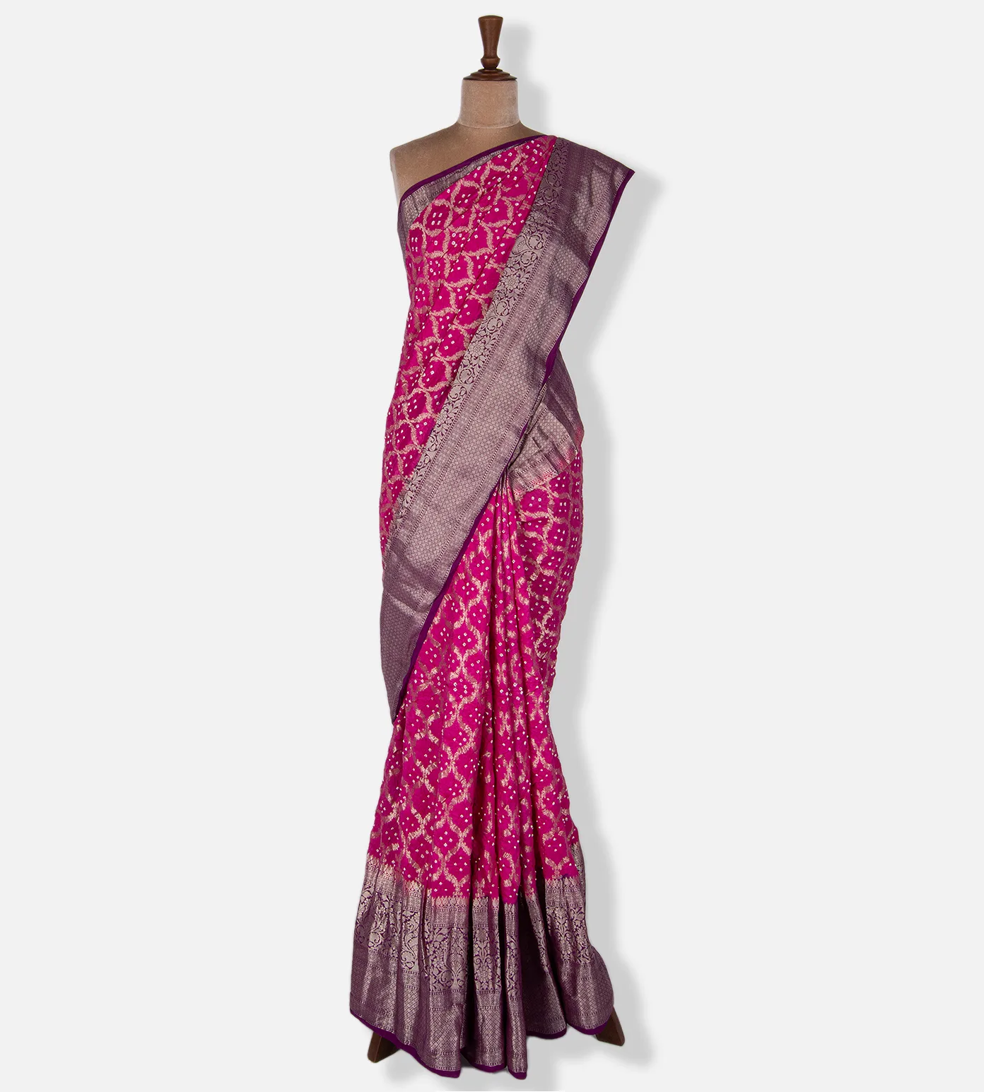 Pink Chaniya Bandhani Saree2