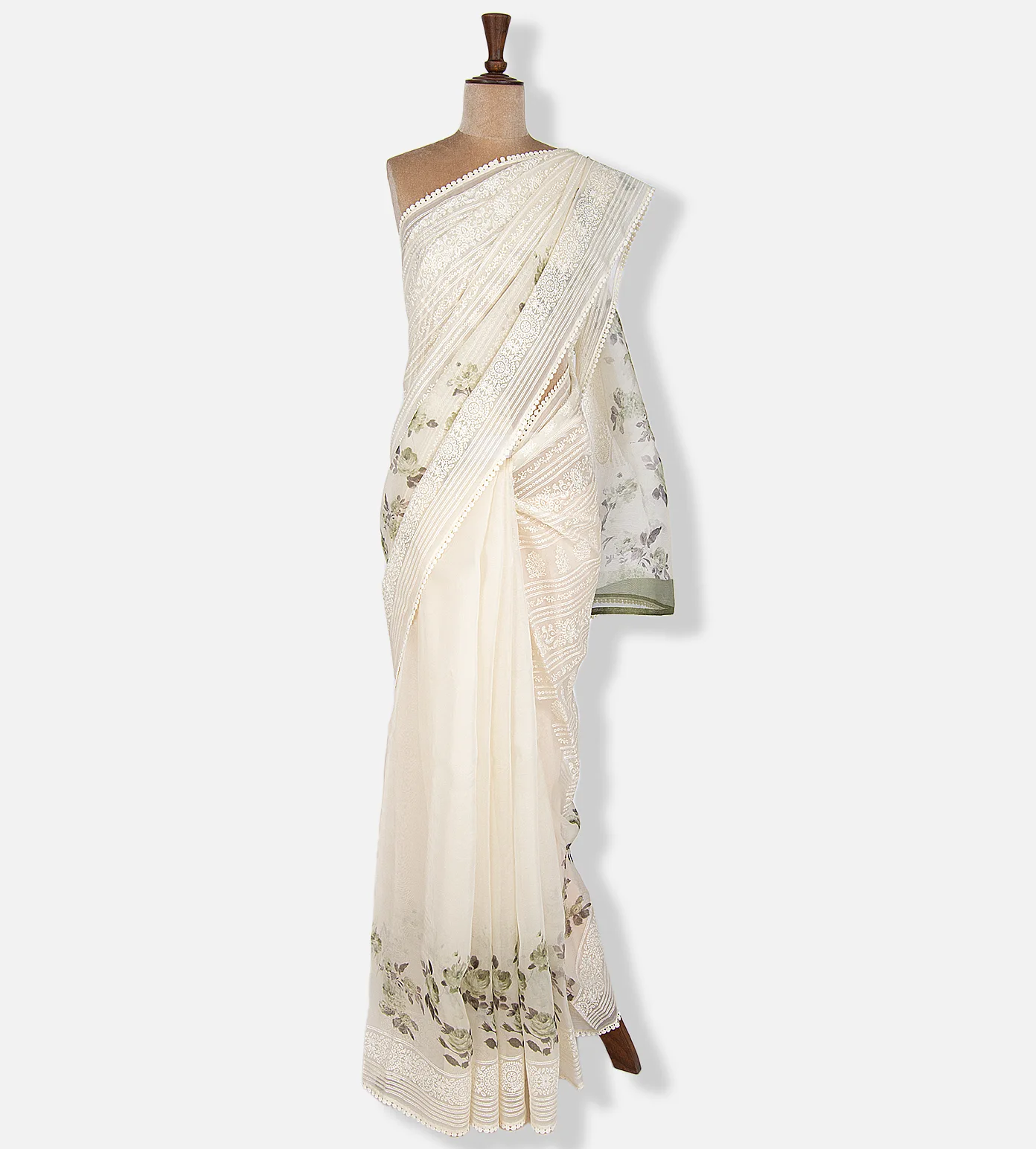 Off White Organza Embroidery Saree2