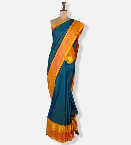 Peacock Blue Kanchipuram Silk Saree2
