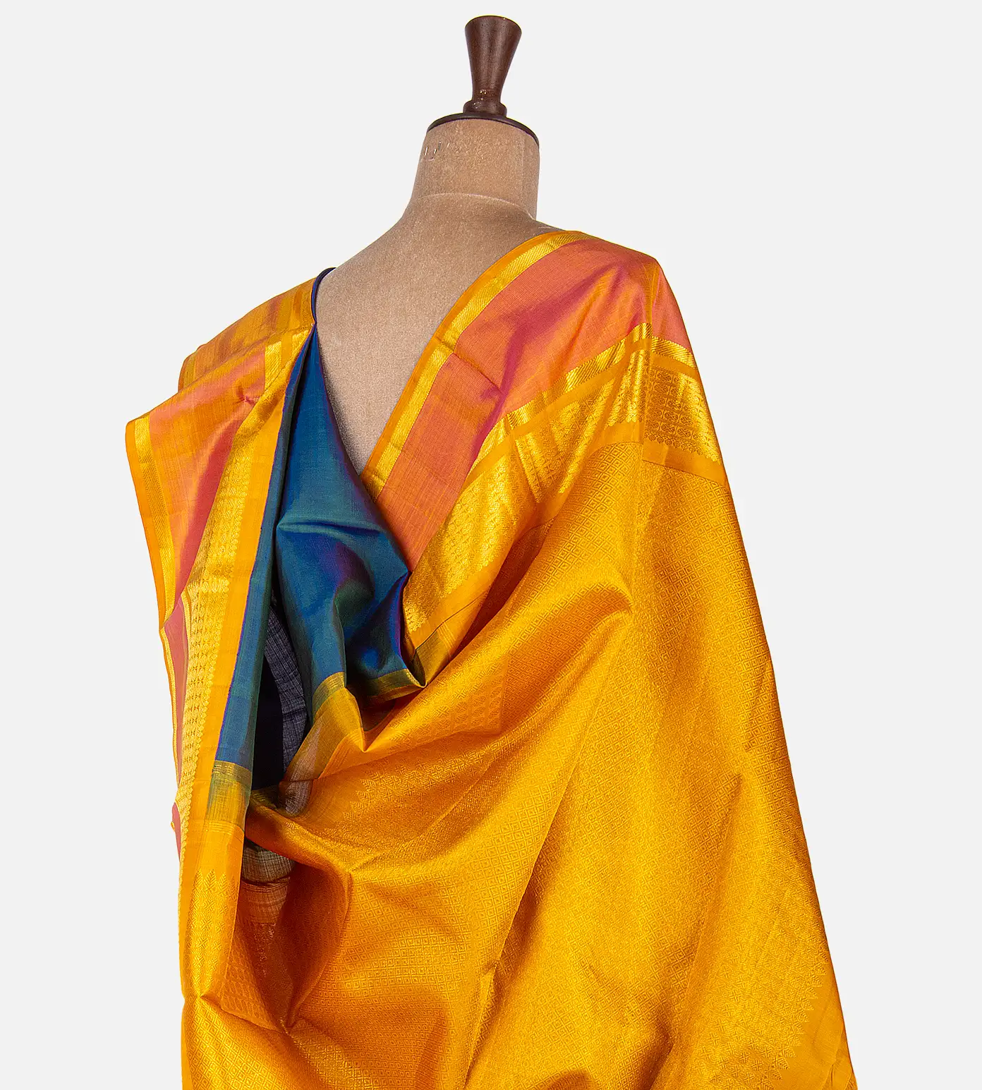 Peacock Blue Kanchipuram Silk Saree3