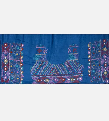 Blue Tussar Embroidery Saree4