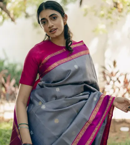 Grey Kanchipuram Silk Saree1