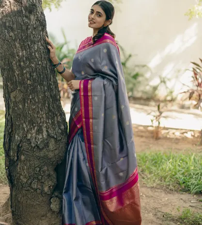 Grey Kanchipuram Silk Saree2