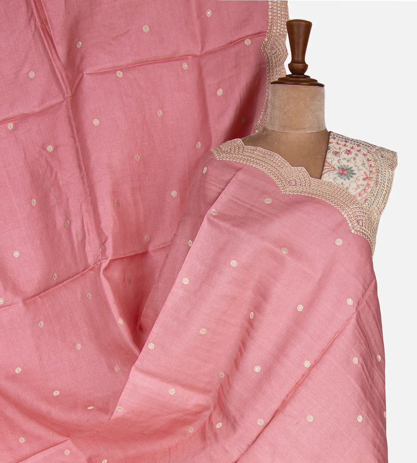 Light Pink Tussar Embroidery Saree1