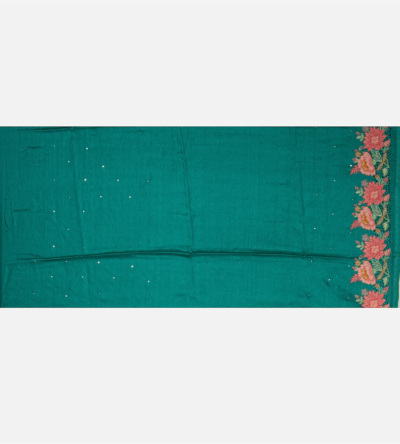 Deep Teal Tussar Cut Work Saree4