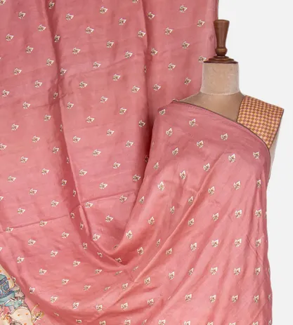 Pink Tussar Embroidery Saree1
