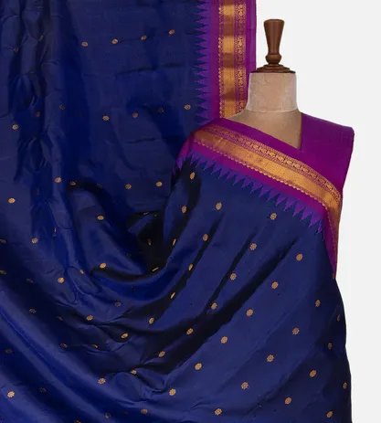 Deep Blue Gadwal Silk Saree1