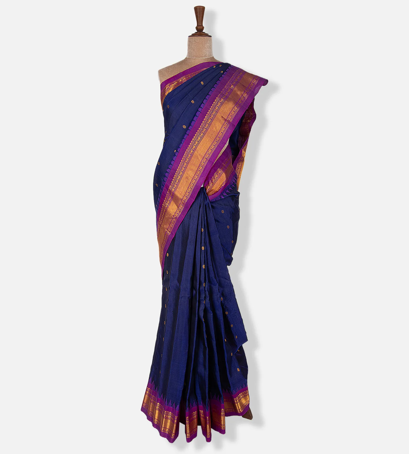 Deep Blue Gadwal Silk Saree2
