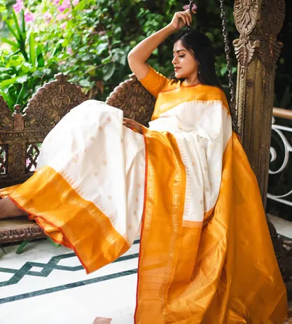 White Gadwal Silk Saree2