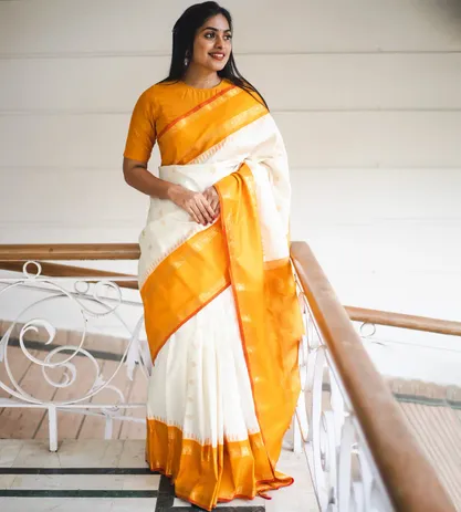 White Gadwal Silk Saree4