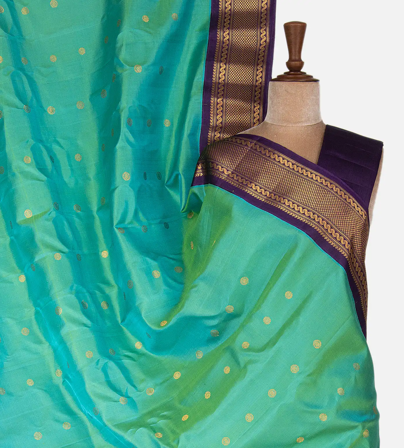 Sea Green Gadwal Silk Saree1