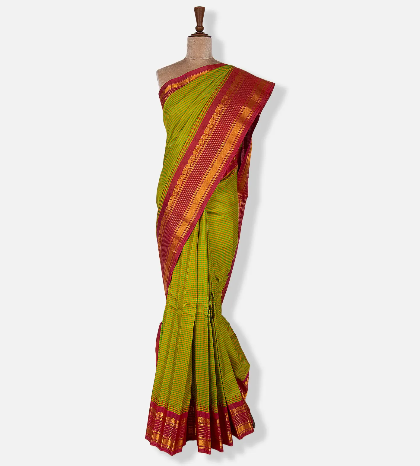 Green and Yellow Gadwal Silk Saree2