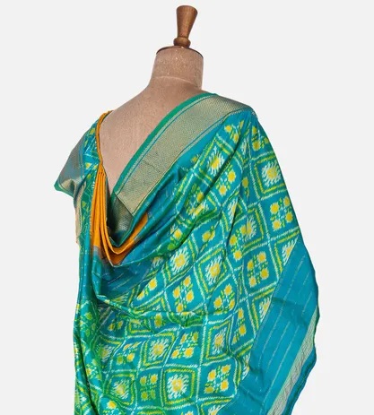 Yellow Ikkat Silk Saree3
