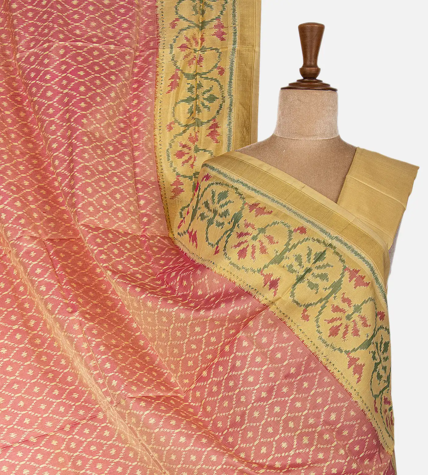 Light Peach Patola Silk Saree1