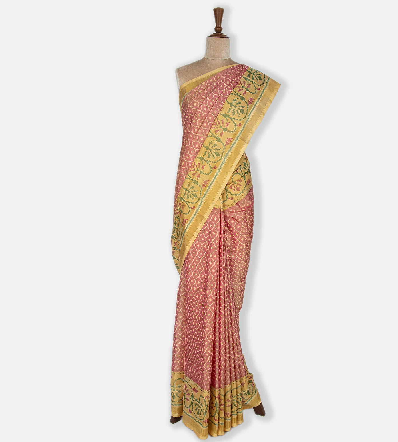 Light Peach Patola Silk Saree2