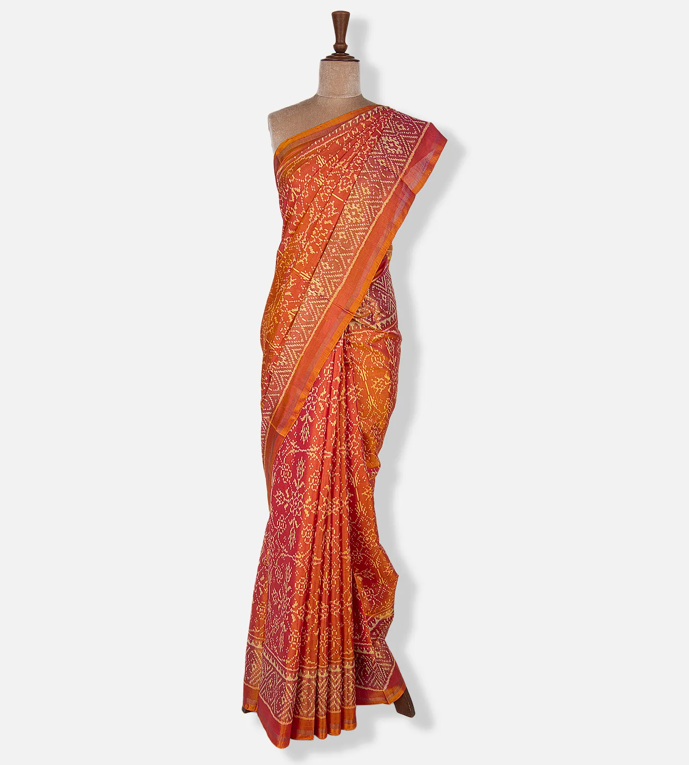 Orangish Pink Patola Silk Saree2