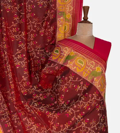 Deep Maroon Patola Silk Saree1